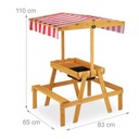 Деревянный детский стол со скамейкой Relaxdays GARDEN SET навес