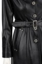 Čierny Dámsky kožený kabát klasický s remienkom DORJAN KRN450 XS Rukáv dlhý rukáv