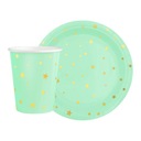 ОДНОРАЗОВЫЕ БУМАЖНЫЕ ТАРЕЛКИ, ЧАШКИ, МЯТА, 12 ШТ.