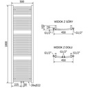 Mexen Ares kúpeľňový radiátor 1800 x 500 mm, 820 W, Čierna Hĺbka 52 mm