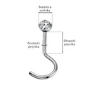 Кольцо в носу из титана и серебра с цирконом. Пигмейская ноздря. Размер 1,0/6/2.