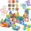СТРОИТЕЛЬНЫЕ МАГНИТНЫЕ СВЕТЯЩИЕСЯ БЛОКИ для детей ТРЕК для ШАРОВ 75 шт.