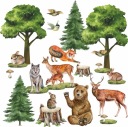 НАКЛЕЙКИ НА НАСТЕНУ ЛЕСНЫЕ ЖИВОТНЫЕ 100х100см ЛЕС10