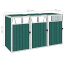 vidaXL Чехол на 3 мусорных бака Зеленый 213x81x121 см Сталь 46281