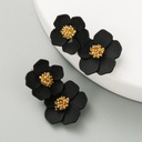 Золотые и черные серьги-гвоздики «Цветы весеннего цветка» 37 мм