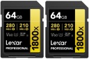 Карты Lexar SDXC Pro 1800x U3 UHS-II R280/W210 (V60), 64 ГБ, двойная упаковка
