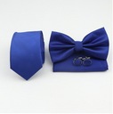 Мужской галстук-бабочка, галстук, нагрудный платок, синие запонки.