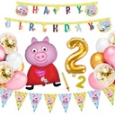 Баннерные украшения из воздушных шаров Свинка Пеппа на гелиевый день рождения