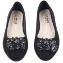 БАЛЕТКИ ЖЕНСКИЕ ЧЕРНЫЕ, РАЗДВИЖНЫЕ С БАНТОМ, ГЛАДКИЕ ВНУТРИ, ЭКО КОЖА