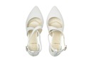 Свадебные туфли на каблуке, кожаные с белыми полосками 39