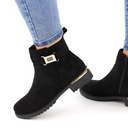 CZARNE ZAMSZOWE BOTKI DAMSKIE SZTYBLETY Z BLASZKĄ MONIKA 38