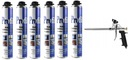 6x SOUDAL PROFIL ZIMOWA PIANKA PIANA PISTOLETOWA MONTAŻOWA + PISTOLET