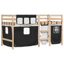 Dziecięce łóżko na antresoli, czarno-białe zasłonki, 90x200 cm Marka VidaXL