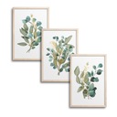 3x 30x40 CM ZESTAW TRZY OBRAZY PLAKAT W RAMIE DREWNIANEJ BOHO LIŚĆ TRYPTYK