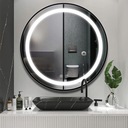 MMJ Подвесное зеркало со светодиодной подсветкой, 70 см, черная рама, круглое с подсветкой