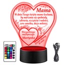 LAMPKA NOCNA LED prezent DZIEŃ MAMY MATKI SERCE STATUETKA PODZIĘKOWANIE EAN (GTIN) 5904959864216