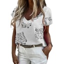 Блуза с короткими рукавами и V-образным вырезом, белая/СТАНДАРТ