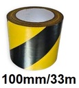 TAŚMA oznaczeniowa do linii Winylowa żółto czarna OSTRZEGAWCZA 100mm 33m