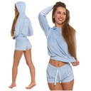 KOMPLET DRESOWY PIŻAMA Z KAPTUREM W PASKI WYGODNA WELUR HOMEWEAR MORAJ M