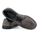 Кожаные мужские ажурные летние туфли на шнуровке POLISH 402L серые 37