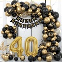 НАСТЕННЫЙ НАБОР ГИРЛЯНДЫ ШАРОВ XXL ШАРЫ НА 40-ЛЕТИЕ ЧЕРНЫЕ 79 ШТ.