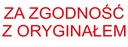 Pieczątka Wagraf POLAN 2s ZA ZGODNOŚĆ Z ORYGINAŁEM