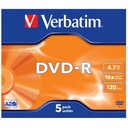 Płyty Verbatim DVD-R 4,7GB Matt Silver 5szt box Liczba sztuk 5 szt.