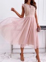 MD tiulowa różowa sukienka koronka kropeczki | M Marka bez marki