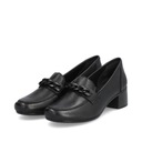 Женские туфли Rieker черные Кожаные туфли на высоком каблуке Comfort 41660-00