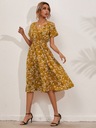 Dámska móda Kvetinové šaty Prints Kombinéza Casual Jednoduché B371-1 Rukáv krátky rukáv
