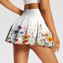 Dámske tenisové sukne s vysokým pásom skladané kvetinové P