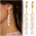 Золотые серьги, висящие с кристаллами, длинные, висящие, вечер для нее