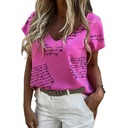 Блуза с короткими рукавами и V-образным вырезом, розовая/СТАНДАРТ