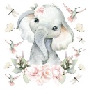 СЛОН-БАБОЧКА ЦВЕТЫ НАСТЕННЫЕ НАКЛЕЙКИ ДЛЯ ДЕТЕЙ