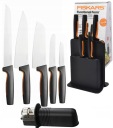 Набор из 5 функциональных ножей FISKARS в блоке для заточки.