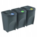 КОНТЕЙНЕРЫ ДЛЯ СОРТИРОВКИ МУСОРА 3X35 Л СЕРЫЙ КАМЕНЬ