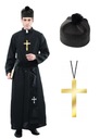 НАРЯД КОСТЮМ СВЯЩЕНА ДЛЯ ВЗРОСЛЫХ Размер 56 КОМПЛЕКТ КАССОН ПОЯС КРЕСТ БИРЕТКА
