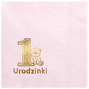 Розовые однолетние салфетки на 1 день рождения Мишка Тедди на день рождения