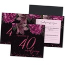 ПРИГЛАШЕНИЯ на 40 лет Розовый и Черный, 10 шт.