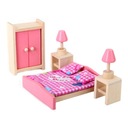 Miniatúrna spálňa pre bábiky v mierke 1:12 Ružová červená