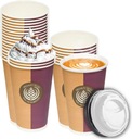 БУМАЖНЫЕ СТАКАНКИ ДЛЯ КОФЕ + ОДНОРАЗОВЫЕ КРЫШКИ 400мл ХОЛОДНЫЕ ГОРЯЧИЕ НАПИТКИ
