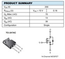 [2ks] Tranzistor IRFP240 N-MOSFET 20A 200V 150W TO247AC Vishay Kód výrobcu IRFP240