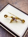 Zlatá brošňa lastovička secesia kamene prírodné starožitnosť vták 15ct Puncové označenie zlata 585
