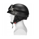 ШОЛОМ МОТОЦИКЛЕТНИЙ ORZESZEK ШКІРА HELM RETRO + ОКУЛЯРИ КОМПЛЕКТ ЧОРНИЙ  фото 7