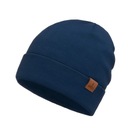 Женская хлопковая шапка + комплект с утеплителем для шеи Темно-синий