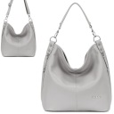 Модные большие сумки из светло-серой кожи a4 LOCCATI