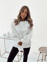 Śliczna Ciepła Oversizowa Bluza z haftami by LadyMania - L/XL Kolor biały