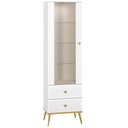Шкаф-витрина, шкаф для гостиной, белый глянец, стекло, АФИНА - Furnimasters