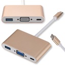 Конвертер адаптера HUB USB 3.1 Type C в USB 3.0 / VGA / USB-C Gold Gold