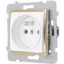 БЕЛЫЙ/ЗОЛОТОЙ МОДУЛЬ БЕЗ РАМКИ, ОДИНАРНАЯ РОЗЕТКА